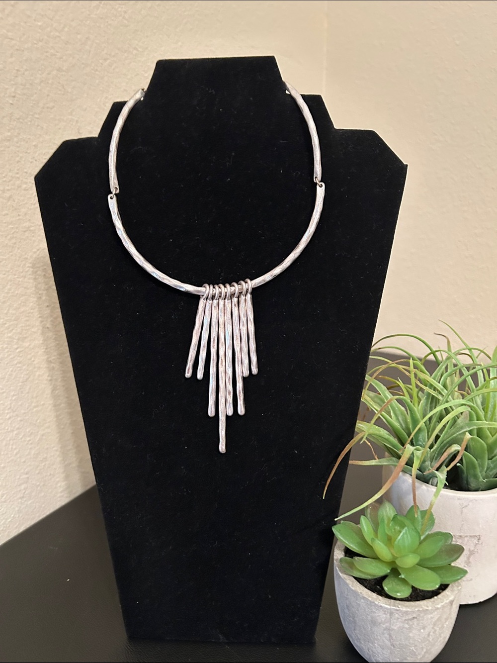 Silver Fringe Statement Necklace - Women Jewelry